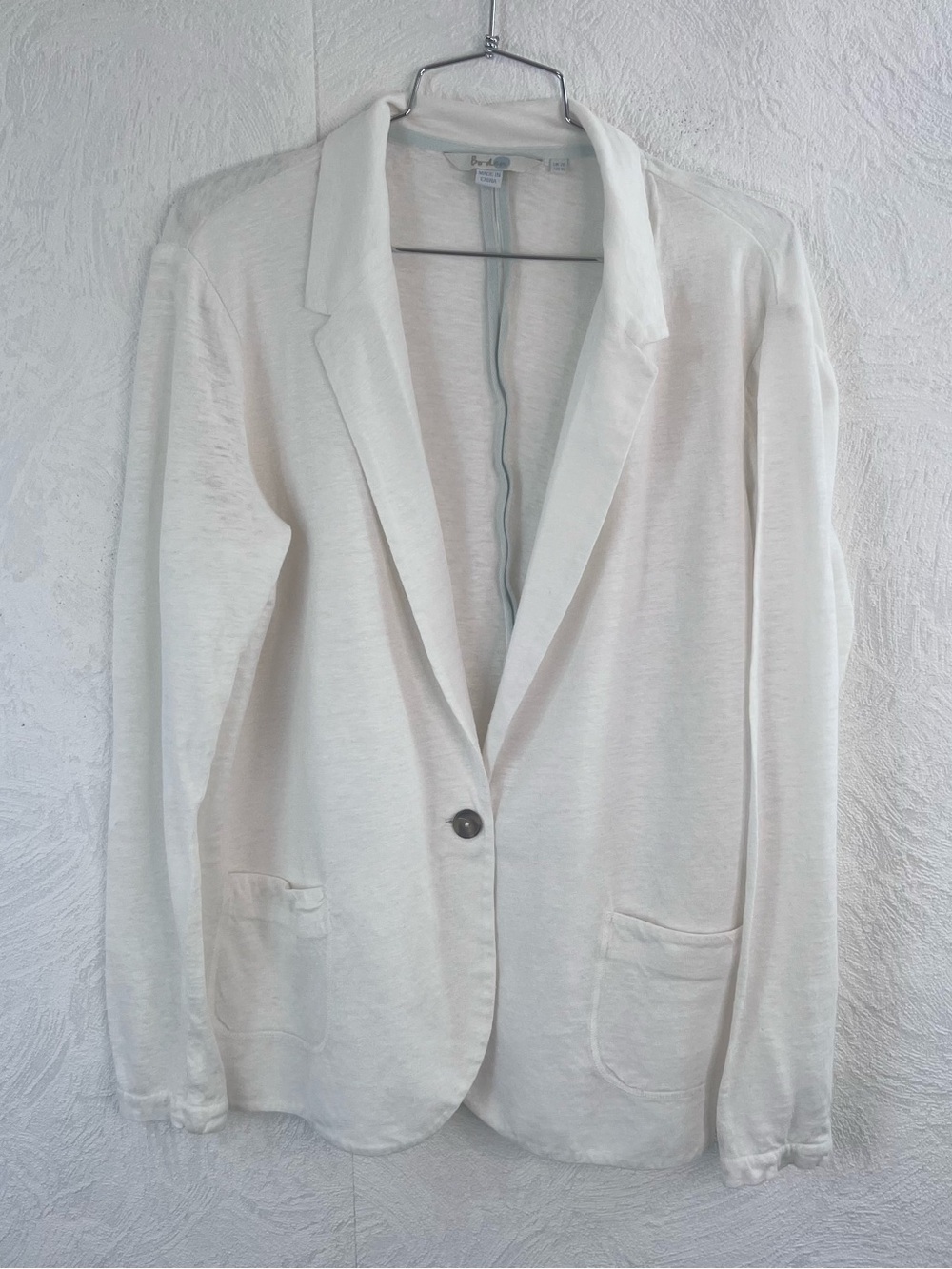 Boden Lightweight Cream Open Linen Blazer Jacket Size 16